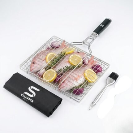 BBQ Grill Basket for Outdoor Cooking, Stainless Steel Fish Basket